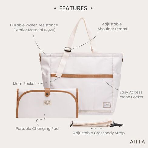 Diaper Bag Tote with Changing Pad,Stylish Diaper Tote bag for Mom and Dad, Convertible Travel Diaper Backpack, Crossbody Maternity Diaper Bag, Baby Bag, Newborn Essentials - Black in Saudi Arabia