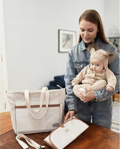 Diaper Bag Tote with Changing Pad,Stylish Diaper Tote bag for Mom and Dad, Convertible Travel Diaper Backpack, Crossbody Maternity Diaper Bag, Baby Bag, Newborn Essentials - Black in Saudi Arabia