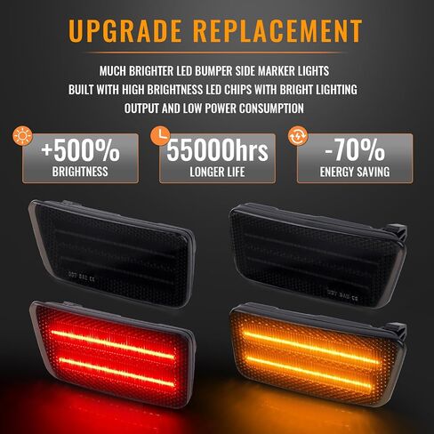 LED Side Marker Lights for 2021-2024 Ford Bronco Sport Amber Red Front Rear Bumper Marker Lamps, Smoked Len 4PCS in Saudi Arabia
