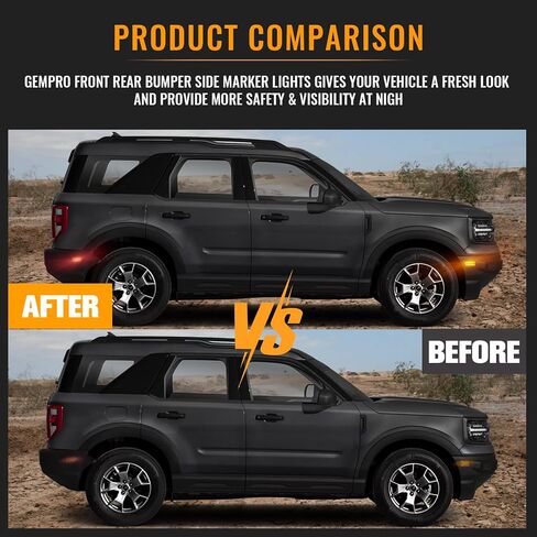 LED Side Marker Lights for 2021-2024 Ford Bronco Sport Amber Red Front Rear Bumper Marker Lamps, Smoked Len 4PCS in Saudi Arabia