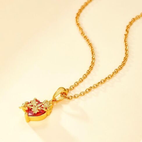 Gold Sacred Heart of Jesus | Immaculate Heart of Mary Necklace for Women with Cubic Zirconia Gemstone Religious Jewelry Gift in Kuwait