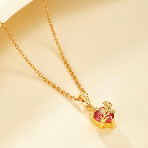 Gold Sacred Heart of Jesus | Immaculate Heart of Mary Necklace for Women with Cubic Zirconia Gemstone Religious Jewelry Gift in Kuwait