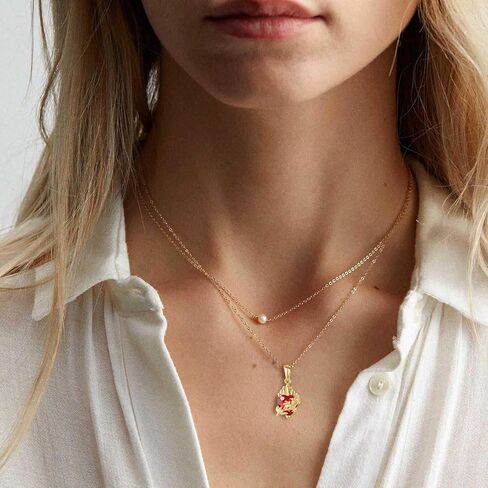 Gold Sacred Heart of Jesus | Immaculate Heart of Mary Necklace for Women with Cubic Zirconia Gemstone Religious Jewelry Gift in Kuwait