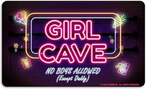 GEEKBEAR Girl Cave Sign - Made with Premium Acrylic - A Cute & Educational Addition to Any Little Girl's Room (Neon Style) - Discontinued Soon in Saudi Arabia