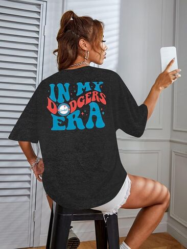 BANGELY Baseball Shirt Women Oversized Baseball Fan Shirt Funny in My Era Graphic Tee Baseball Mama Short Sleeve Tops in Kuwait