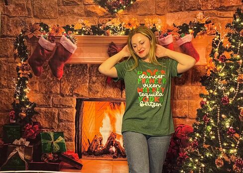 Merry Christmas Dasher Dancer Shirt Prancer Vixen T-Shirt with Funny Saying Women Casual Short Sleeve Tee Tops in Saudi Arabia