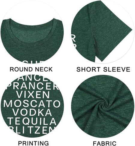 Merry Christmas Dasher Dancer Shirt Prancer Vixen T-Shirt with Funny Saying Women Casual Short Sleeve Tee Tops in Saudi Arabia