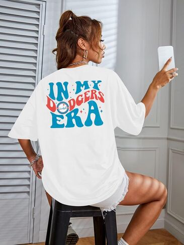 BANGELY Baseball Shirt Women Oversized Baseball Fan Shirt Funny in My Era Graphic Tee Baseball Mama Short Sleeve Tops in Kuwait