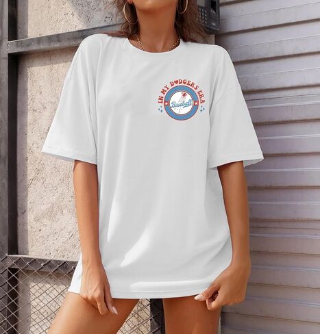 BANGELY Baseball Shirt Women Oversized Baseball Fan Shirt Funny in My Era Graphic Tee Baseball Mama Short Sleeve Tops in Kuwait