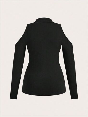 Women's Plus Size Cold Shoulder Turtleneck T Shirts Long Sleeve Slim Fit Tee Top in Saudi Arabia