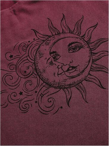 SOLY HUX Women's Graphic Tees Off Shoulder Half Sleeve Sun Moon Print T Shirt Crop Tops in Saudi Arabia