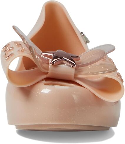 mini melissa Ultragirl Star Mary Jane Flats for Girls, Kid Shoes - Comfy & Cute Peep Toe Jelly Shoes, Ballet Flat for Kids, Adjustable Strap, White Metallic, 12 in Saudi Arabia