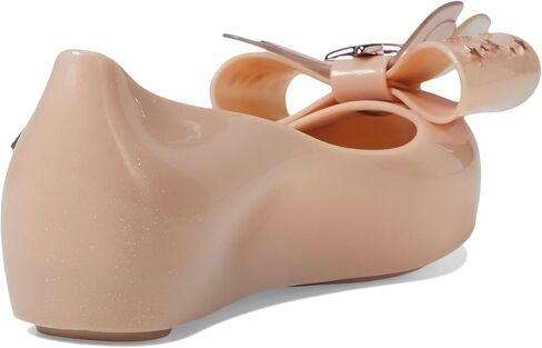 mini melissa Ultragirl Star Mary Jane Flats for Girls, Kid Shoes - Comfy & Cute Peep Toe Jelly Shoes, Ballet Flat for Kids, Adjustable Strap, White Metallic, 12 in Saudi Arabia