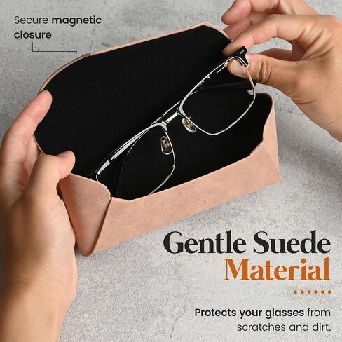 LIMALI Stylish PU Leather Eyeglass Case Soft Sunglasses Case with Magnetic Closure, Travel and Reading Glass Case in Saudi Arabia