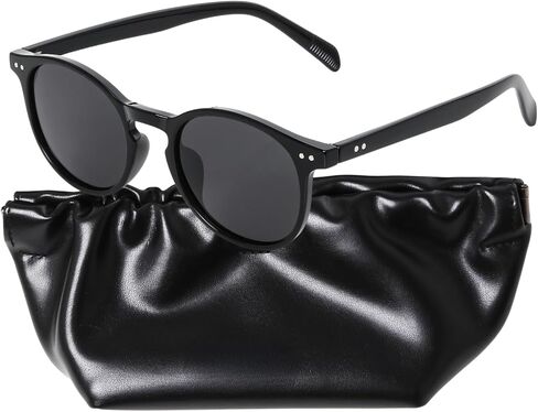 Trendy Korean Retro Style Vintage Round Women Sunglasses (Premium Vegan Leather Case Included) in Saudi Arabia