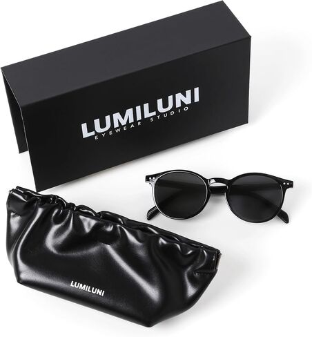 Trendy Korean Retro Style Vintage Round Women Sunglasses (Premium Vegan Leather Case Included) in Saudi Arabia