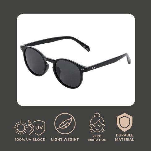 Trendy Korean Retro Style Vintage Round Women Sunglasses (Premium Vegan Leather Case Included) in Saudi Arabia