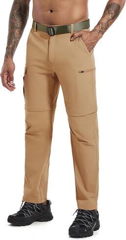 Mens Hiking Convertible Pants Zip Off Quick Dry Lightweight Fishing Safari Travel Camping Outdoor Cargo Pants in Kuwait