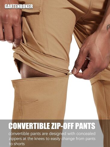 Mens Hiking Convertible Pants Zip Off Quick Dry Lightweight Fishing Safari Travel Camping Outdoor Cargo Pants in Kuwait