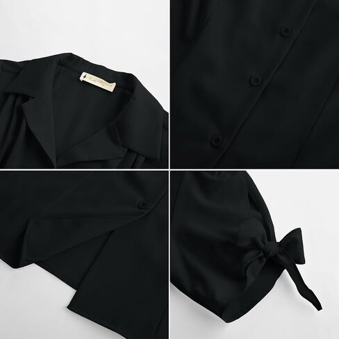 Belle Poque إمرأة قصير الأكمام زر أسفل قميص خمر قمم مطوي أنيق البلوزات الأعمال رداء علوي غير رسمي الخامس الرقبة العمل البلوزات in Kuwait