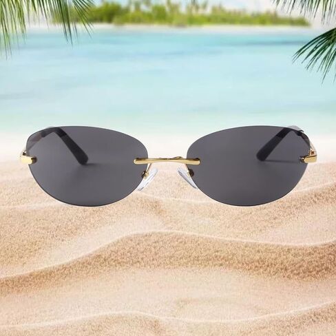 ADE WU Trendy Y2k Sunglasses for Women Men 90s Rimless Mirror Lens Sun Glasses in Saudi Arabia