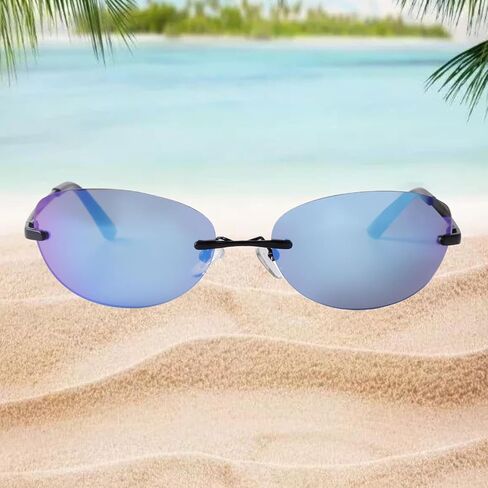 ADE WU Trendy Y2k Sunglasses for Women Men 90s Rimless Mirror Lens Sun Glasses in Saudi Arabia