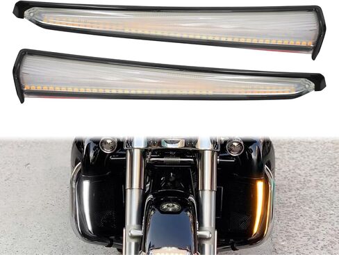Side Fairing Lower Lights Motorcycle Turn Signal Running Light Compatible with Harley Touring Street Gilde Road King Road Gilde Electra Glide Ultra Limited 2014-2023 Black in Saudi Arabia