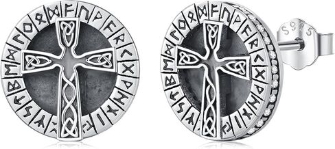 Viking Wolf Earrings 925 Sterling Silver Norse Viking Runes Stud Earrings Viking Jewelry for Men Women in Saudi Arabia