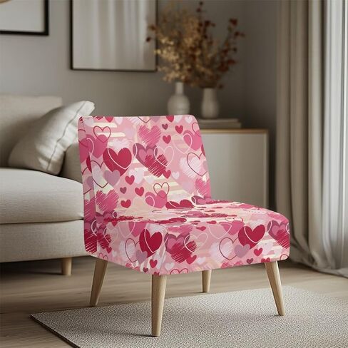 ZOUTAIRONG Valentines Day Heart Accent Chair Covers Without Arms Chair Slipcover for Living Room Slipper Chair Cover Stretchable Armless Accent Chair Cover for Home Decoration in Kuwait