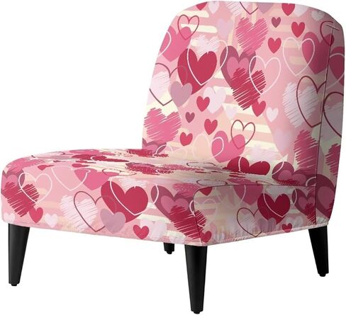 ZOUTAIRONG Valentines Day Heart Accent Chair Covers Without Arms Chair Slipcover for Living Room Slipper Chair Cover Stretchable Armless Accent Chair Cover for Home Decoration in Kuwait