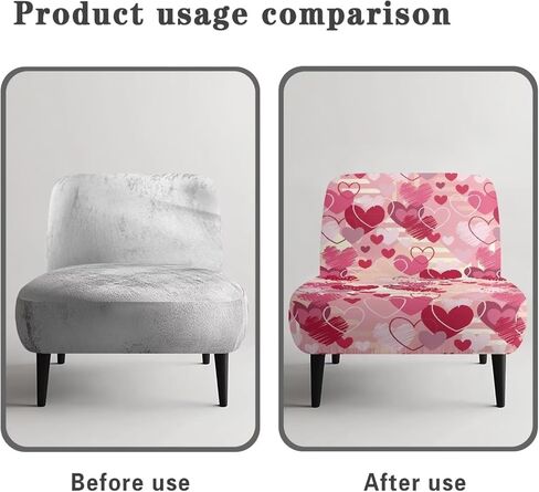 ZOUTAIRONG Valentines Day Heart Accent Chair Covers Without Arms Chair Slipcover for Living Room Slipper Chair Cover Stretchable Armless Accent Chair Cover for Home Decoration in Kuwait