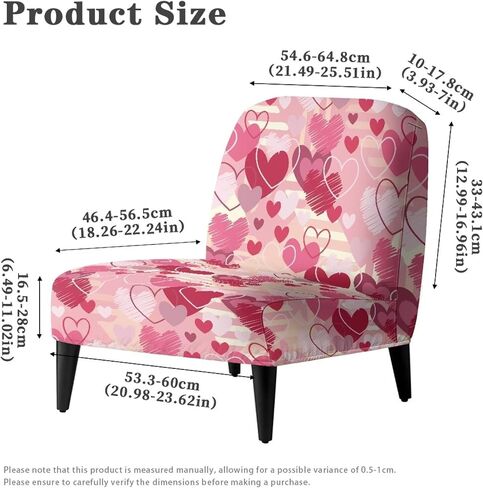 ZOUTAIRONG Valentines Day Heart Accent Chair Covers Without Arms Chair Slipcover for Living Room Slipper Chair Cover Stretchable Armless Accent Chair Cover for Home Decoration in Kuwait
