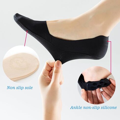 6 Pairs Womens No Show Socks Low Cut Liner Socks Ice Silk Surface socks Nonslip ankle Invisible Hidden Thin Socks in Saudi Arabia