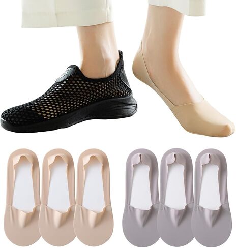 6 Pairs Womens No Show Socks Low Cut Liner Socks Ice Silk Surface socks Nonslip ankle Invisible Hidden Thin Socks in Saudi Arabia