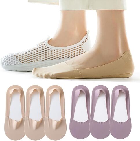 6 Pairs Womens No Show Socks Low Cut Liner Socks Ice Silk Surface socks Nonslip ankle Invisible Hidden Thin Socks in Saudi Arabia