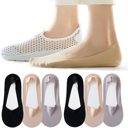 6 Pairs Womens No Show Socks Low Cut Liner Socks Ice Silk Surface socks Nonslip ankle Invisible Hidden Thin Socks in Saudi Arabia