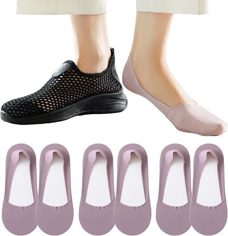 6 Pairs Womens No Show Socks Low Cut Liner Socks Ice Silk Surface socks Nonslip ankle Invisible Hidden Thin Socks in Saudi Arabia