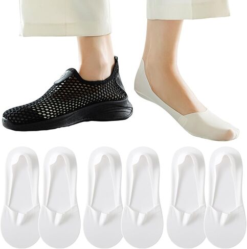 6 Pairs Womens No Show Socks Low Cut Liner Socks Ice Silk Surface socks Nonslip ankle Invisible Hidden Thin Socks in Saudi Arabia
