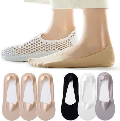 6 Pairs Womens No Show Socks Low Cut Liner Socks Ice Silk Surface socks Nonslip ankle Invisible Hidden Thin Socks in Saudi Arabia