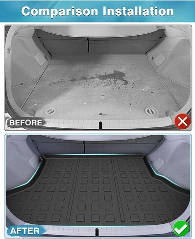 Mixsuper Custom Fit Cargo Liner لقاعدة Toyota Prius 2010-2011، 2012-2015 Toyota Prius اثنان/ثلاثة/أربعة/خمسة، حصيرة صندوق الأمتعة الخلفي لجميع الأحوال الجوية باللون الأسود in Kuwait