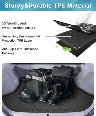 Mixsuper Custom Fit Cargo Liner لقاعدة Toyota Prius 2010-2011، 2012-2015 Toyota Prius اثنان/ثلاثة/أربعة/خمسة، حصيرة صندوق الأمتعة الخلفي لجميع الأحوال الجوية باللون الأسود in Kuwait