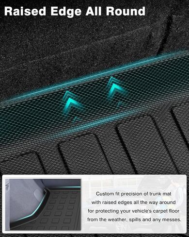 Mixsuper Custom Fit Cargo Liner لقاعدة Toyota Prius 2010-2011، 2012-2015 Toyota Prius اثنان/ثلاثة/أربعة/خمسة، حصيرة صندوق الأمتعة الخلفي لجميع الأحوال الجوية باللون الأسود in Kuwait