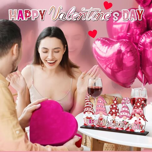 Valentine's Day and St. Patrick's Day Reversible Gnome Wood Signs Double Sided Valentines St. Patrick's Day Theme Wooden Standing Blocks Decoration Gnome Table Centerpiece for Home(Classic) in Kuwait