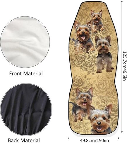 Cute Yorkie Print Set of 2 Car Seat Covers Car Accessories, Floral Universal Auto Accessories Bucket Front Seats Protector Fits for Car,SUV Sedan,Truck, Brown in Kuwait