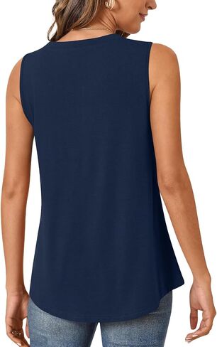 Anyhold Women's Summer Sleeveless Tops Casual Dressy Shirts Fashion Pleated Business Blouses Tunic Top in Saudi Arabia