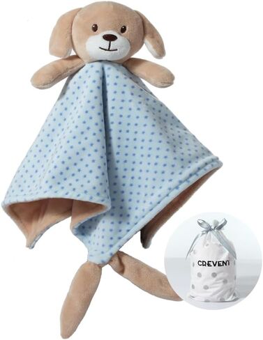 CREVENT Cozy Plush Baby Security Blanket Loveys for Baby Boys and Girls, Minky Dot Front + Sherpa Backing with Animal Face (Grey Elephant) in Saudi Arabia