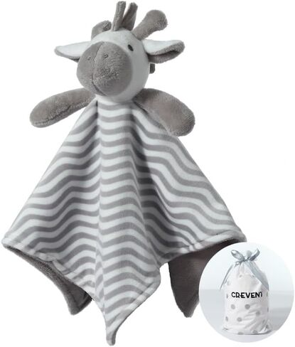CREVENT Cozy Plush Baby Security Blanket Loveys for Baby Boys and Girls, Minky Dot Front + Sherpa Backing with Animal Face (Grey Elephant) in Saudi Arabia