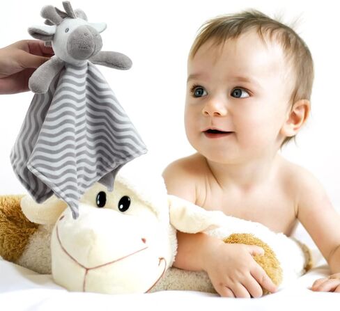 CREVENT Cozy Plush Baby Security Blanket Loveys for Baby Boys and Girls, Minky Dot Front + Sherpa Backing with Animal Face (Grey Elephant) in Saudi Arabia