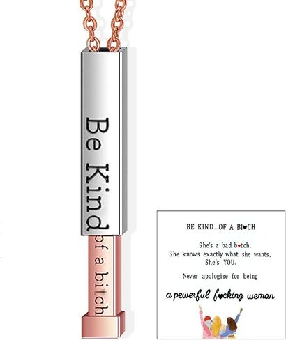 Roe Dolph Be Kind of a b Necklace Be Kind of a b Hidden Necklace 3D Engraving Vertical Bar Necklace Encouragement Pendant Necklace Friendship Necklace in Kuwait