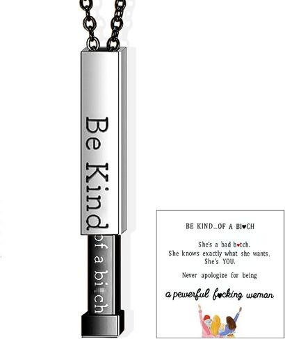 Roe Dolph Be Kind of a b Necklace Be Kind of a b Hidden Necklace 3D Engraving Vertical Bar Necklace Encouragement Pendant Necklace Friendship Necklace in Kuwait
